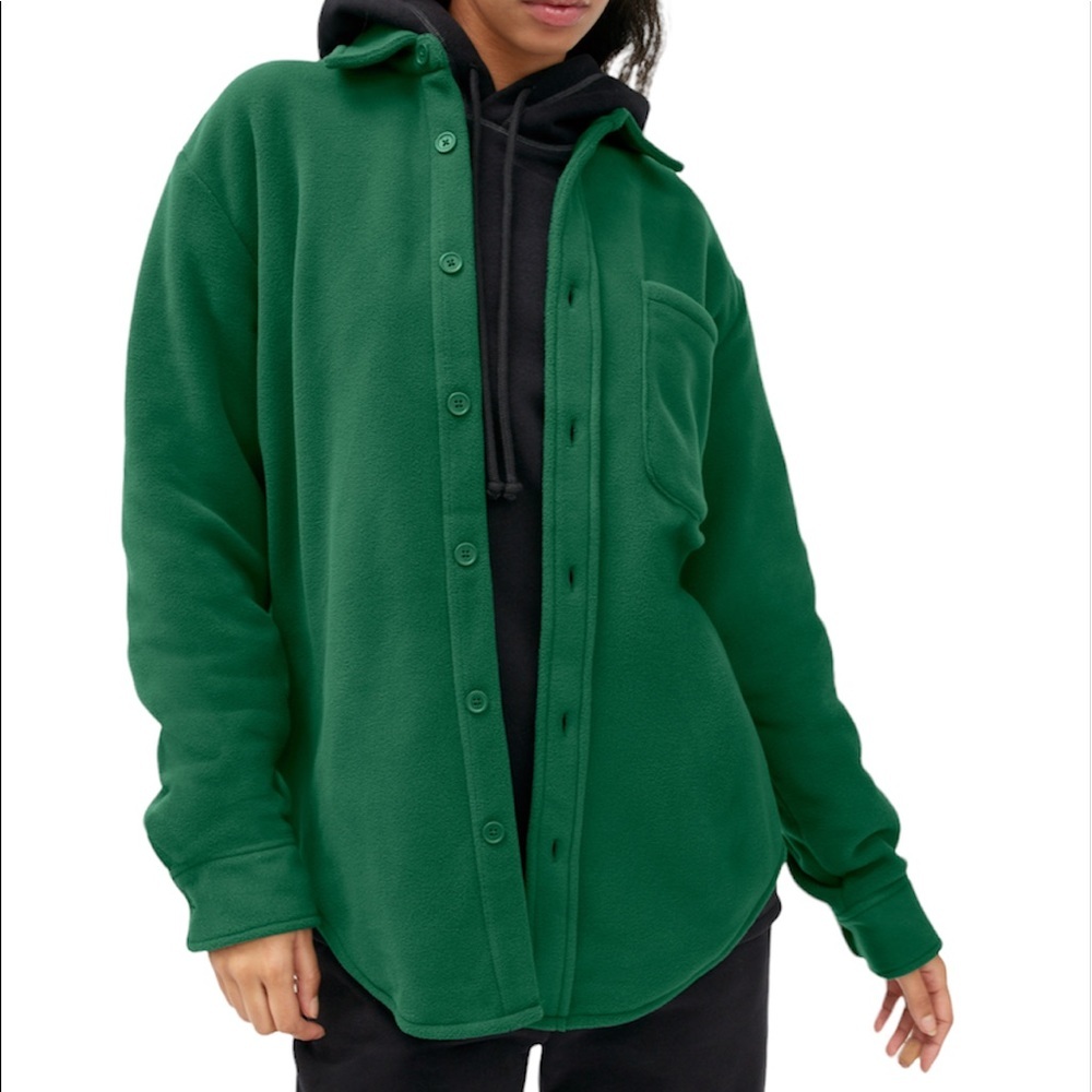 Vintage Green Fleece Button Down Shirt Sweater